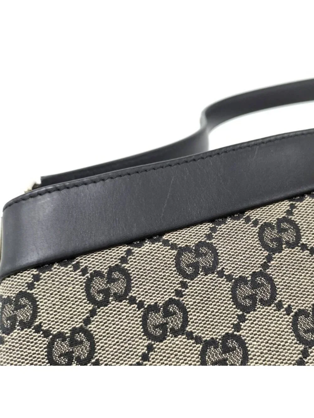 Gucci GG Canvas Shoulder Bag Leather Black